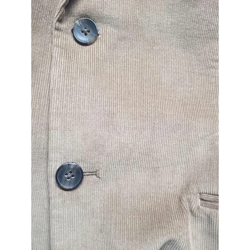 Preppy Corduroy Blazer Sport Coat L Alan‎ Flusser Tan 2 Button Jacket Academia